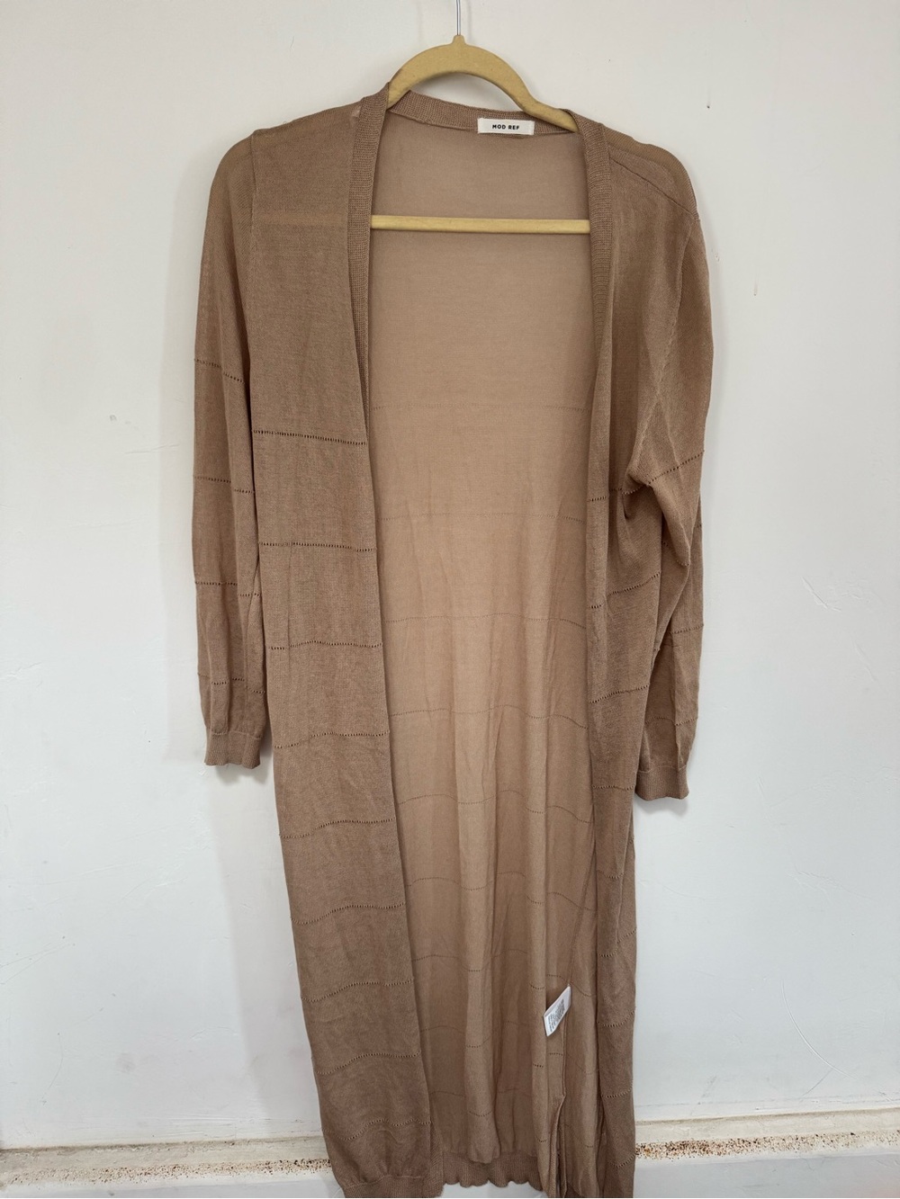 Mod Ref Long Open-Front Duster Cardigan - Taupe